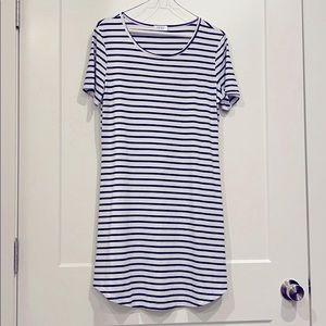 White and Black striped Mini Dress. Casual wear.